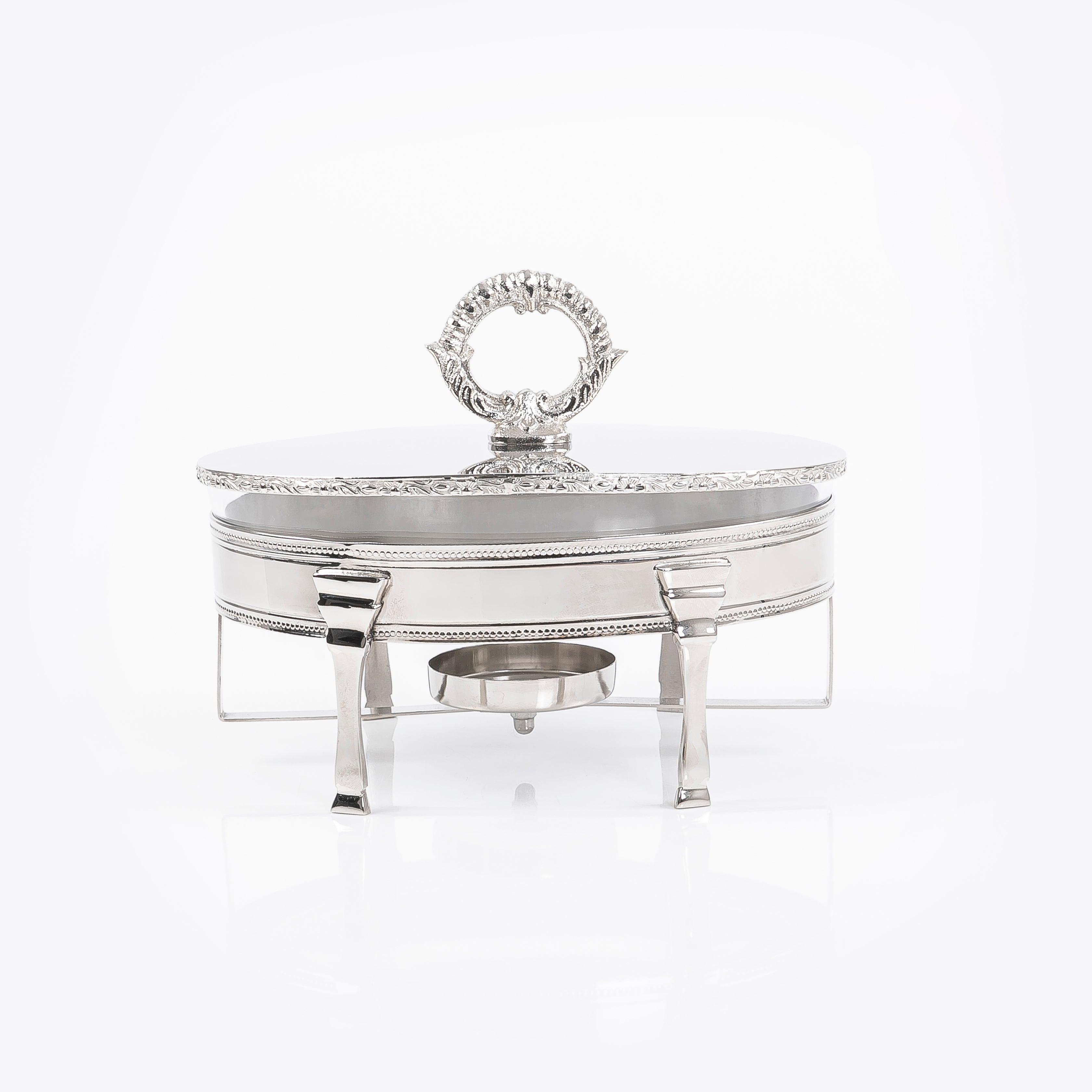 Silver steel food heat keeper with byrex roaster - CASCADES