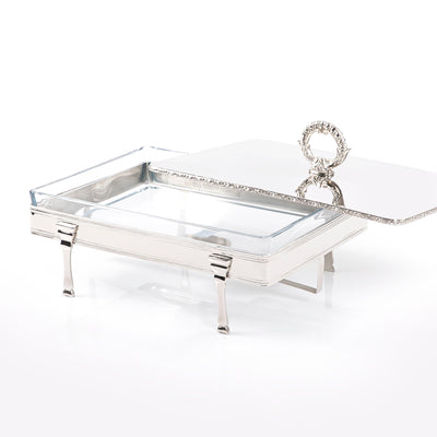 Silver steel food heat keeper with byrex roaster - CASCADES