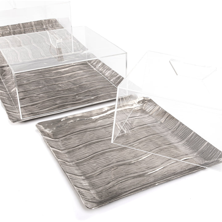 Set of 3 metal trays with acrylic cover