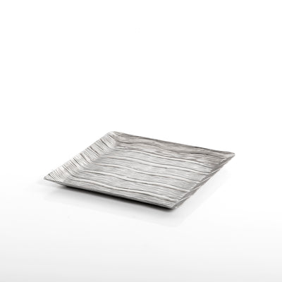 صينية معدن فضي مربعة 