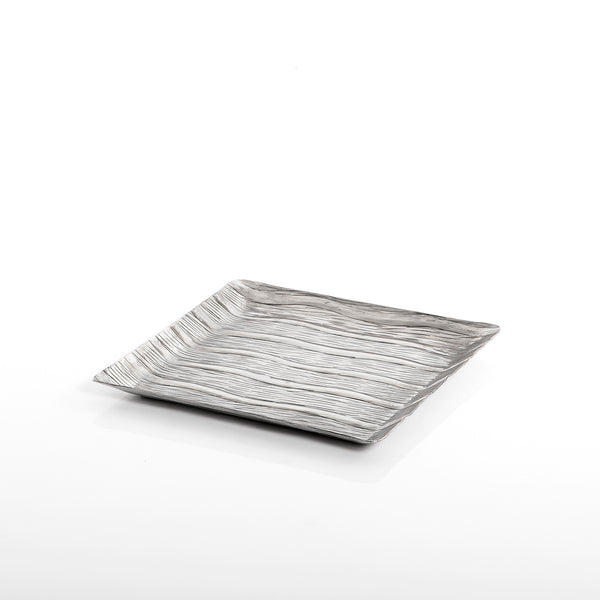 صينية معدن فضي مربعة 