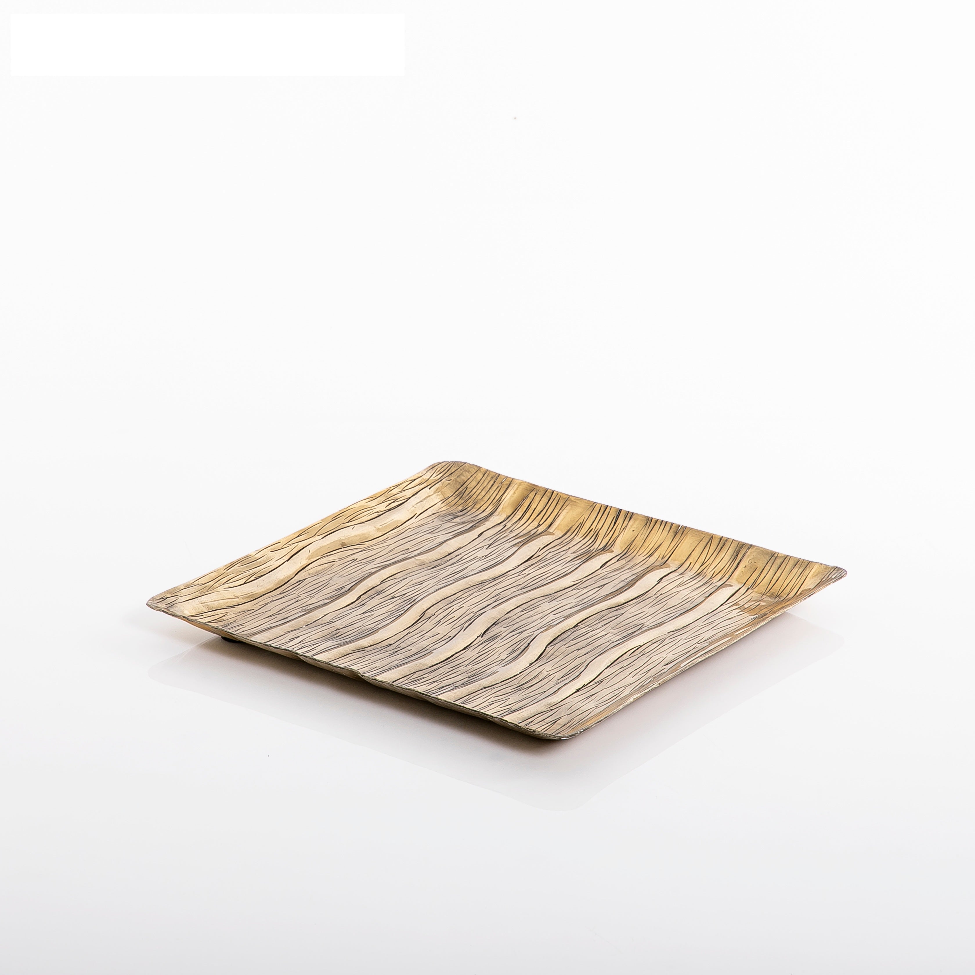 Golden square metal tray