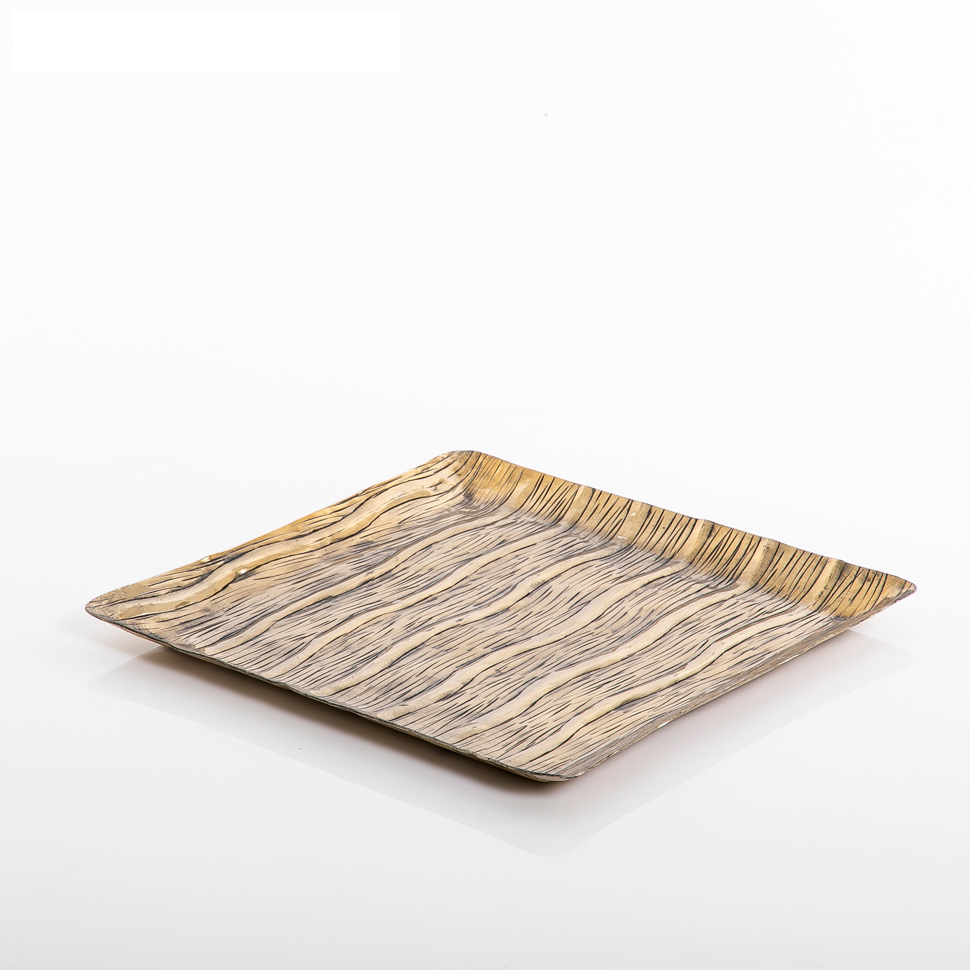 Golden square metal tray
