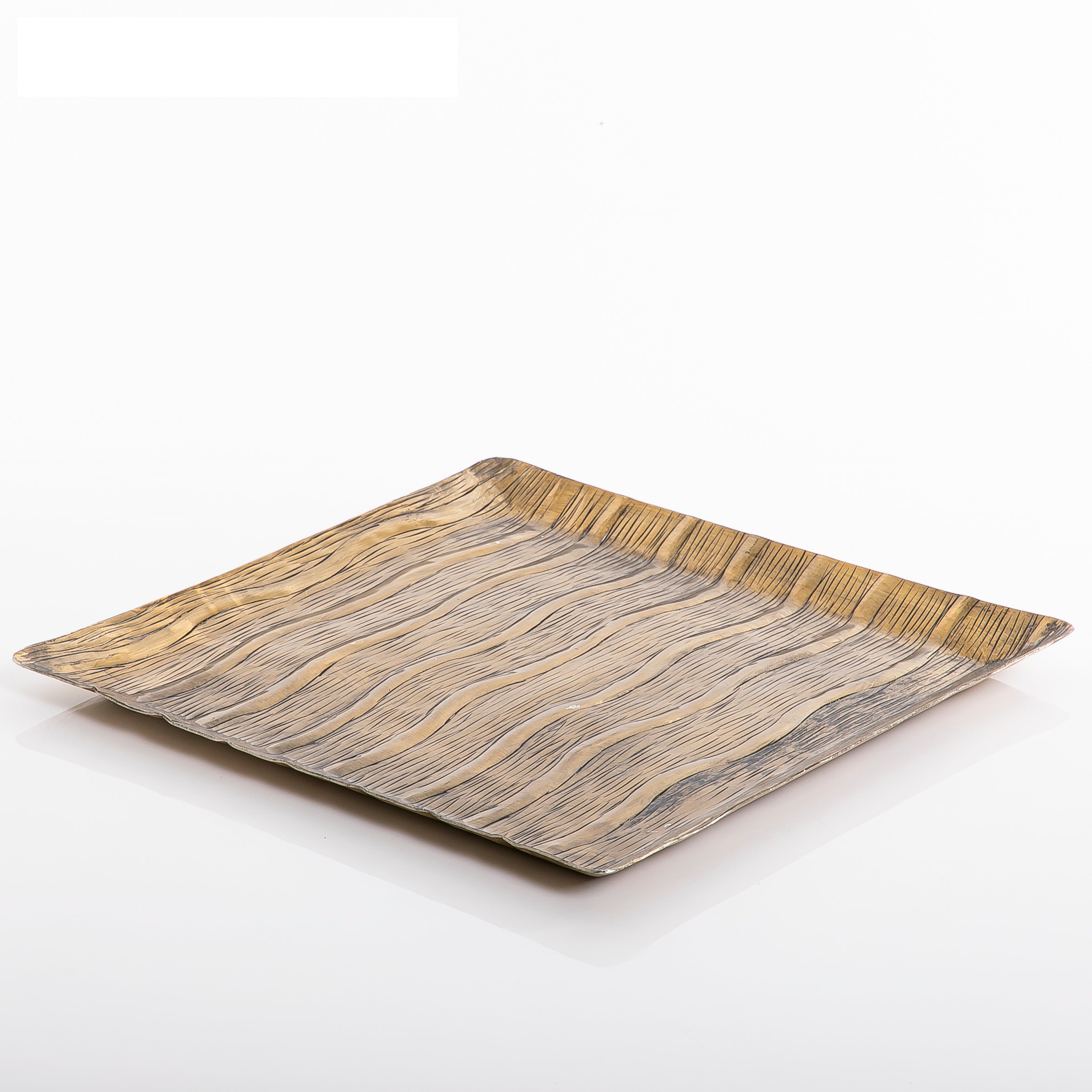 Golden square metal tray