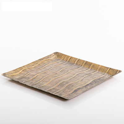 Golden square metal tray