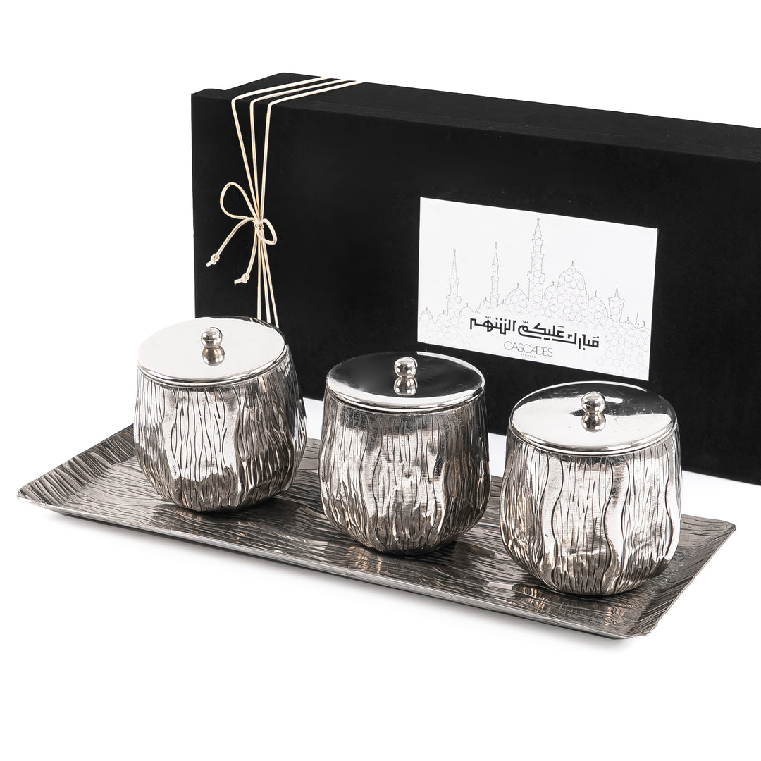 Set of 3 metal jars with gift box