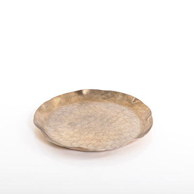 Silver circular metal plate