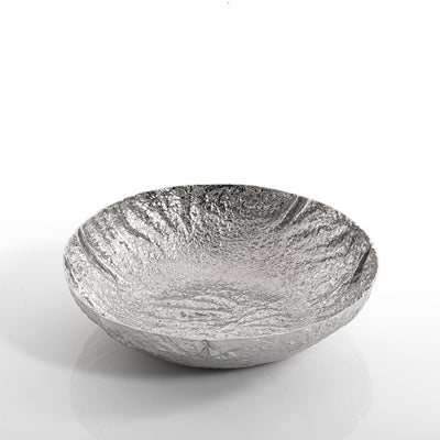 Silver round metal bowl