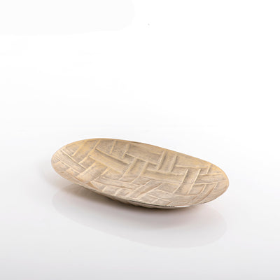 طبق بيضاوي معدن باللون الذهبي 