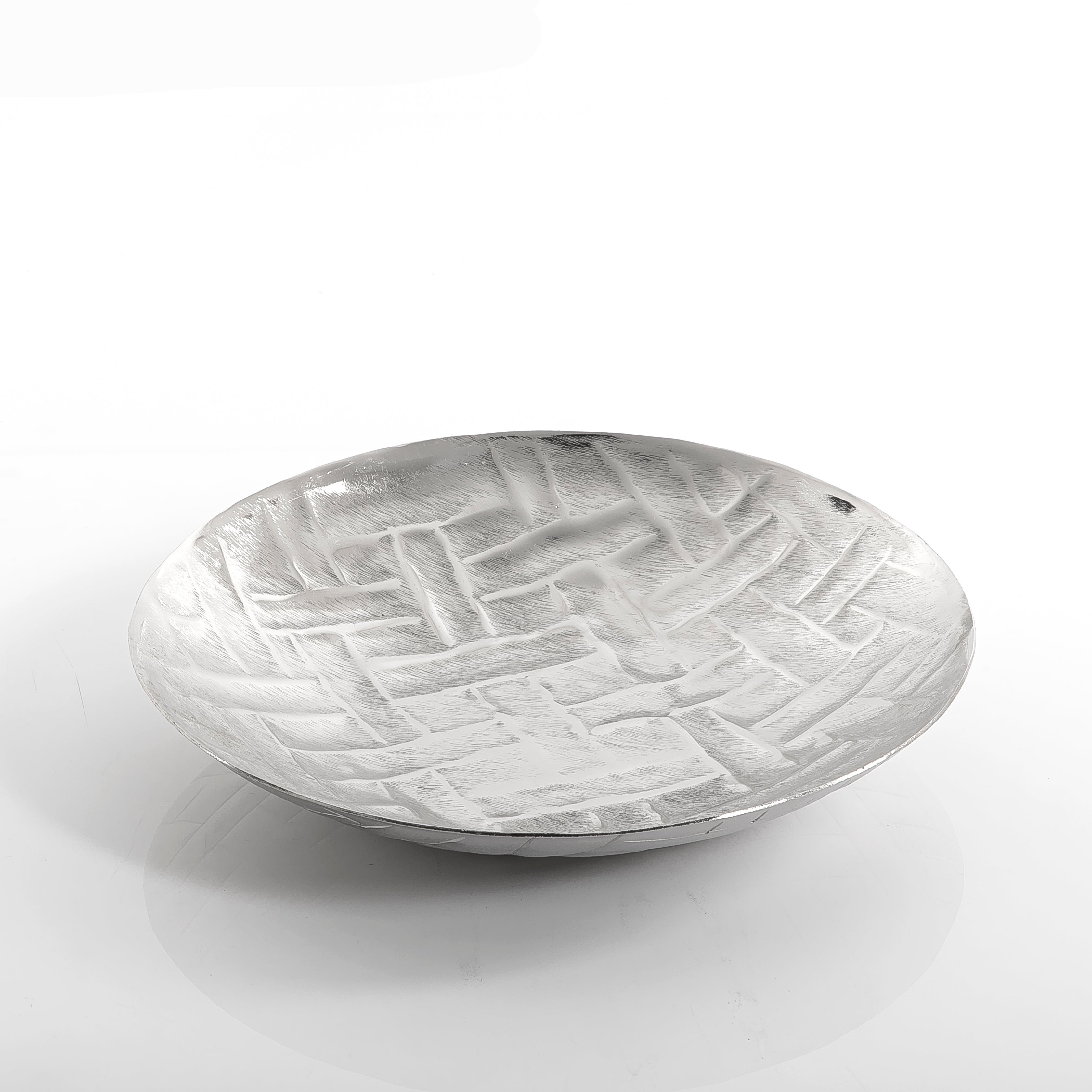 Silver circular metal plate