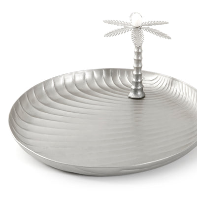 Silver Metal Plate With Tree Decor