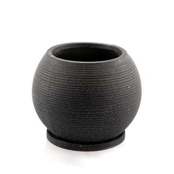 black cement pot
