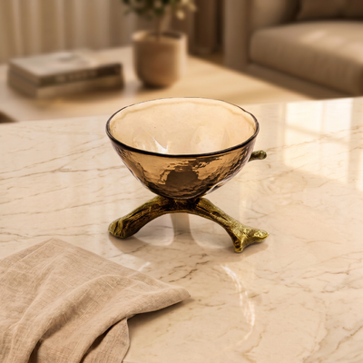 metal and glass bowl