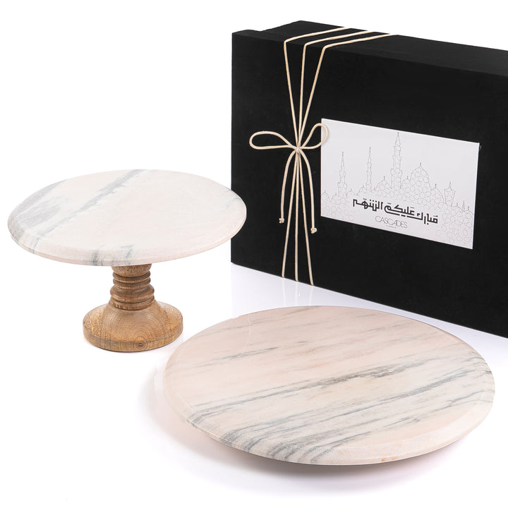 Set of marble stand and marble plate