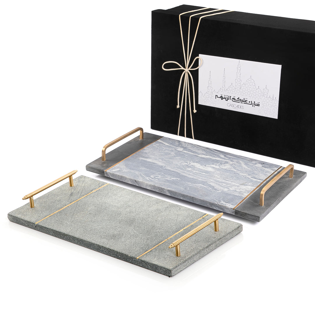 Set of 2 marble trays with giftbox