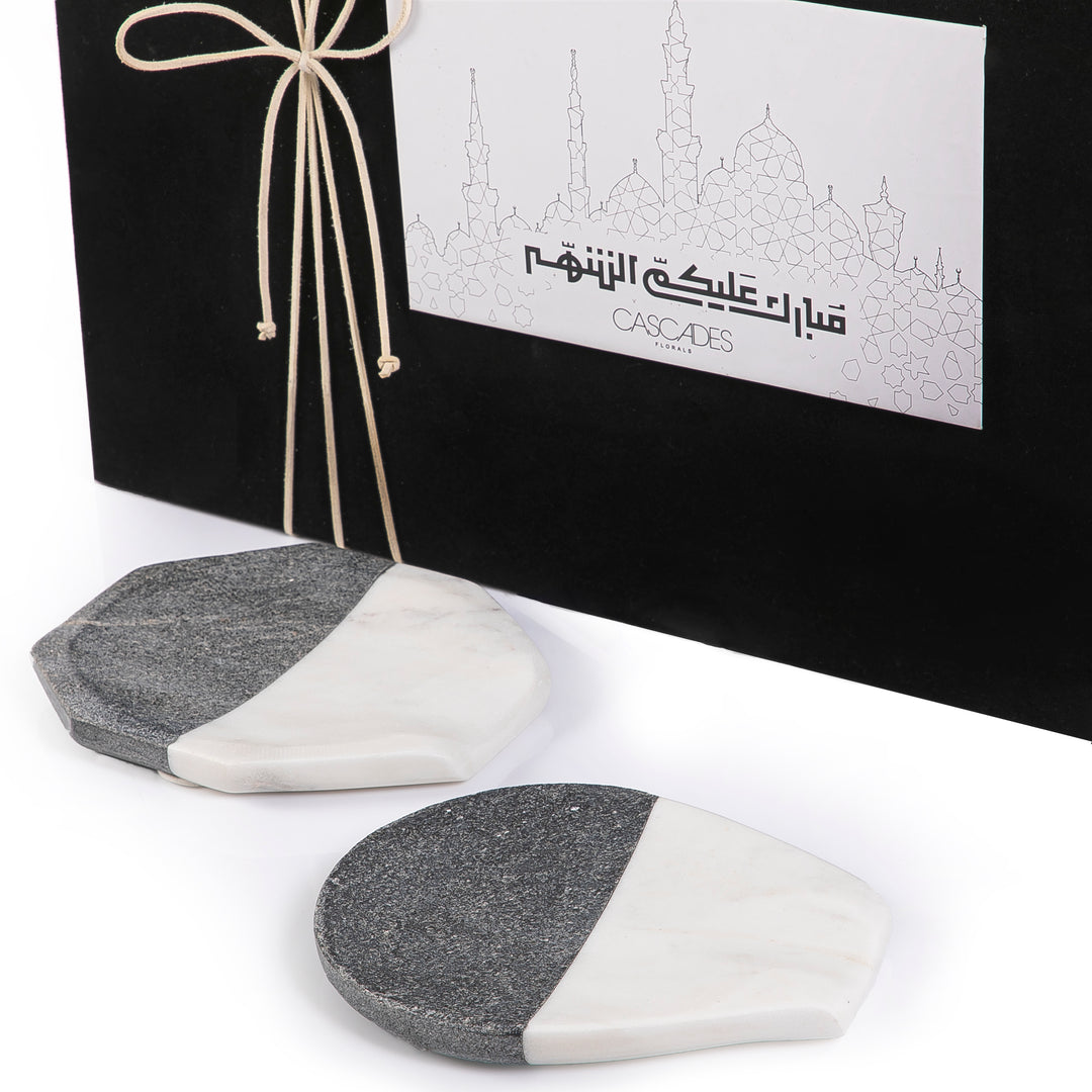 Set of 2 marble plate with giftbox