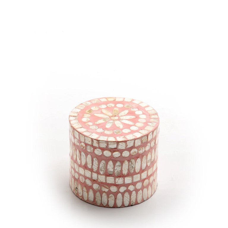 قاعدة أسطوانية صدف باللون الوردي 