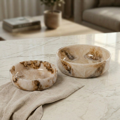 Set of 2 Resin Bowls with gift box- Beige