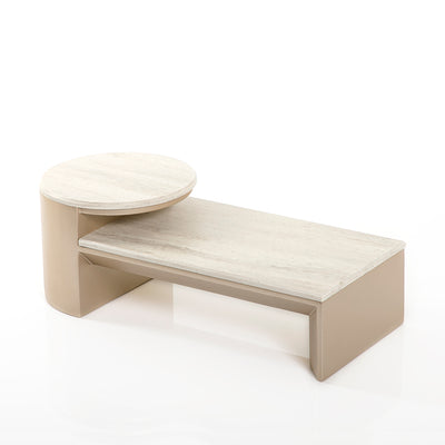 Rectangular Wooden Stand With Marble Circle