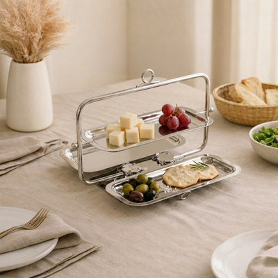 Stainless steel three tiers stand - silver large