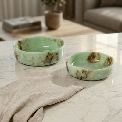 Set of 2 Resin Bowls with gift box- Green