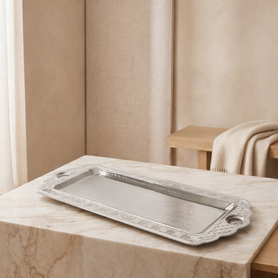Small Metal Serving Tray - Silver