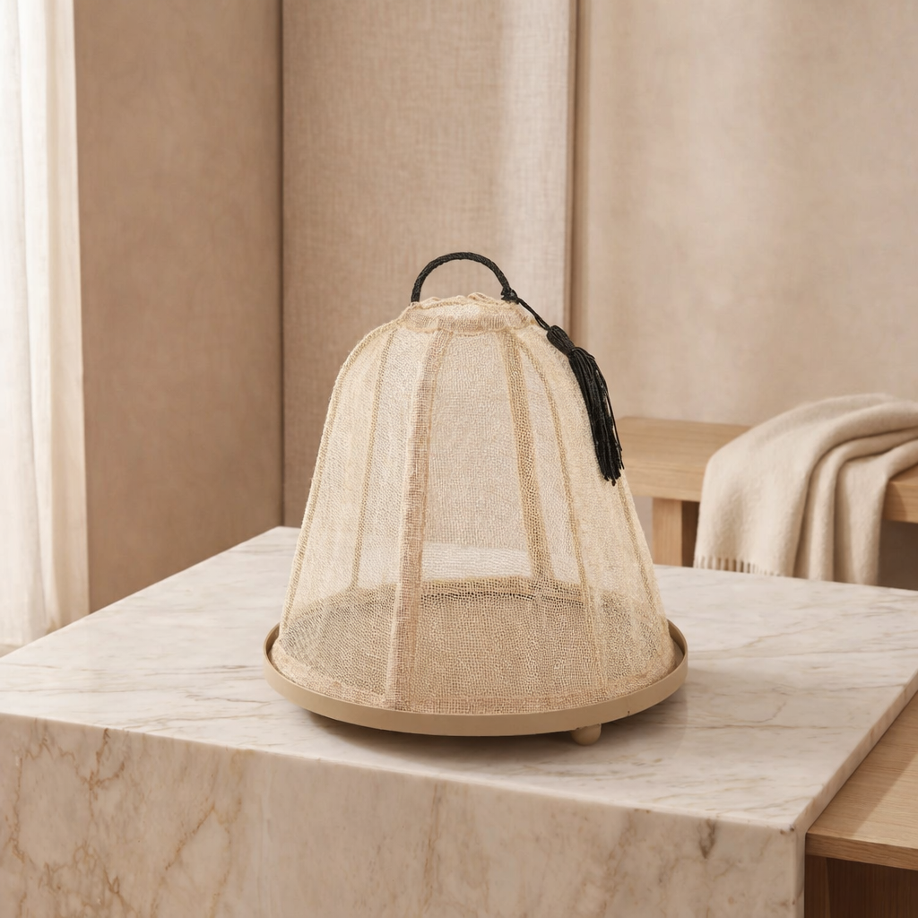 Linen cover with metal base