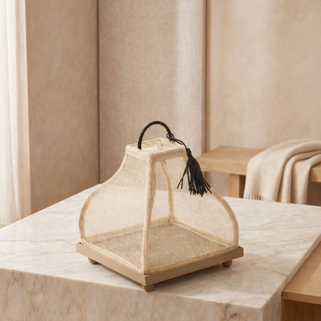 Linen cover with metal base