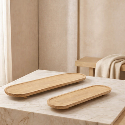 Set of 2 wooden trays