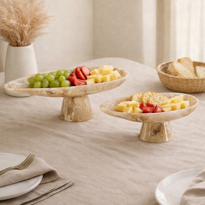Set of 2 Resin Stand with gift box - Beige