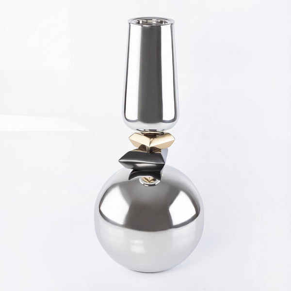 مبخر من الستانلس ستيل اللامع – فضي ذهبي