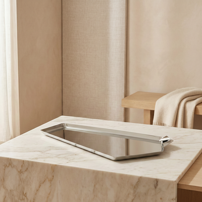 Metal Tray Silver & Black - Large