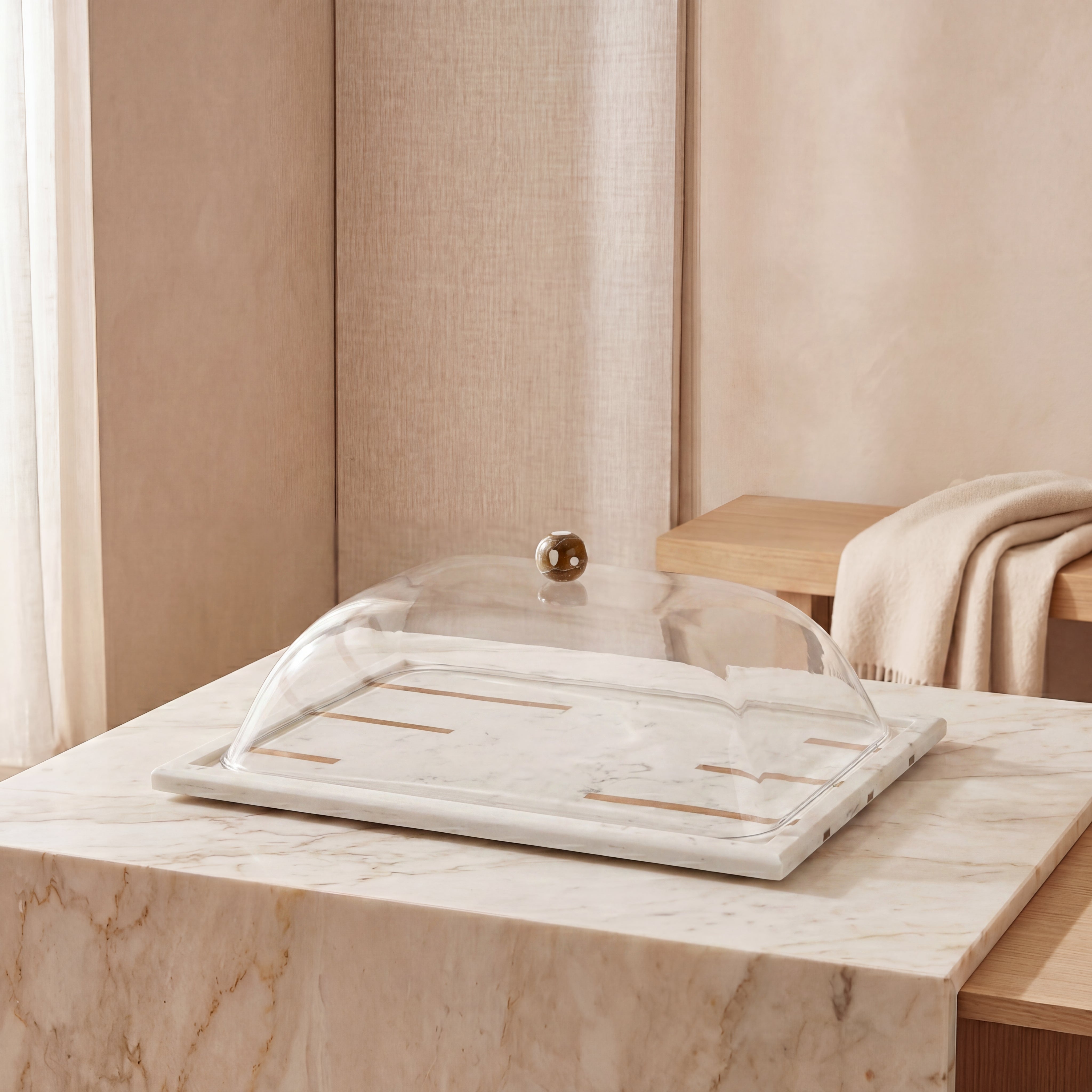 Marble tray with acrylic cover