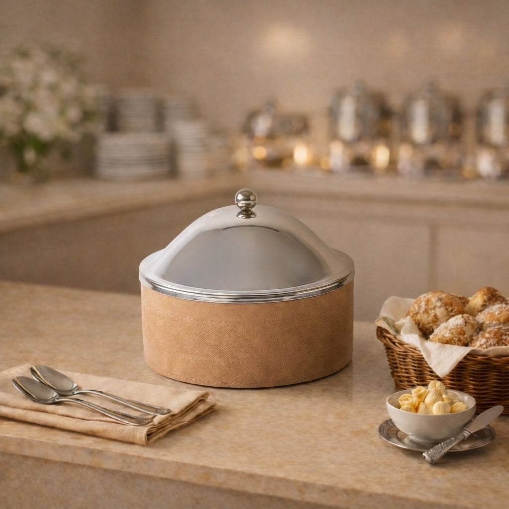 حافظ حرارة الطعام الجلد صغير -بني