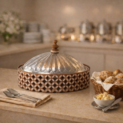 Elegant aluminum oval serving bowl with lid