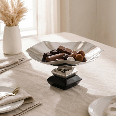Metal cake stand - black and silver large