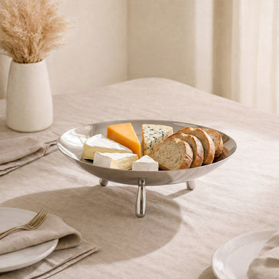 Oval metal stand with legs - silver small