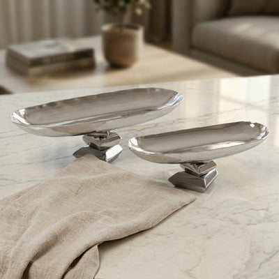 Set of 2 Metal Oval Serving Dish with gift box - Gold & Black