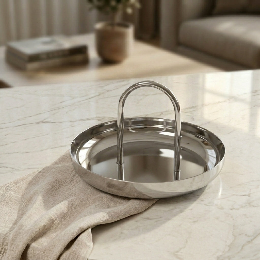 Stainless Steel bowl with a holder - silver medium