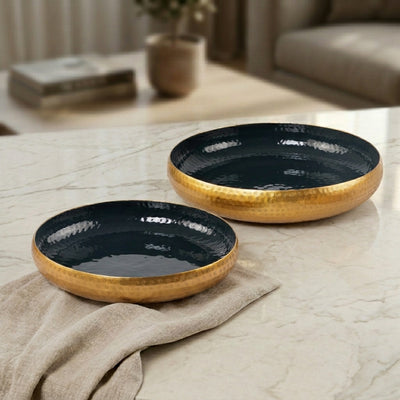 Gold round Metal plate With Gift Box - Green