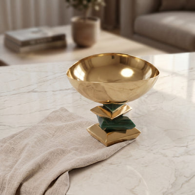 Metal Nut Bowl – Green & Gold