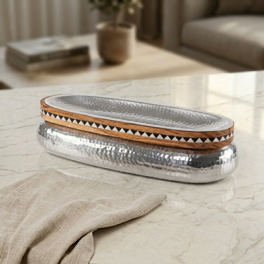 Oval aluminum platter - large