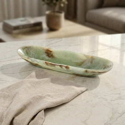 Medium Resin Oval Serving Bowl - Green