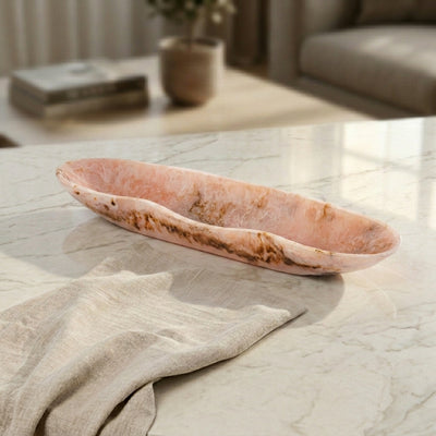 Medium Resin Oval Serving Bowl - Pink