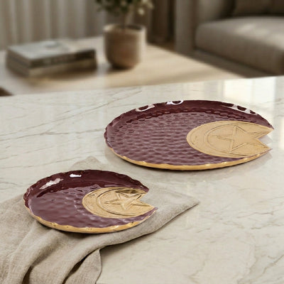 Set of 2 crescent plate with gift box