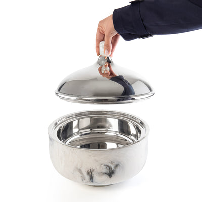 حافظ حرارة الطعام راتنج صغير - أبيض & أسود 