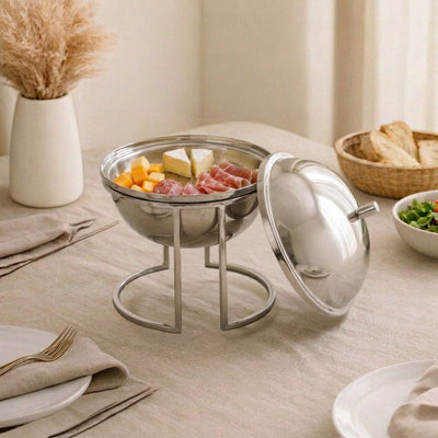 Round dates bowl stand with lid - large