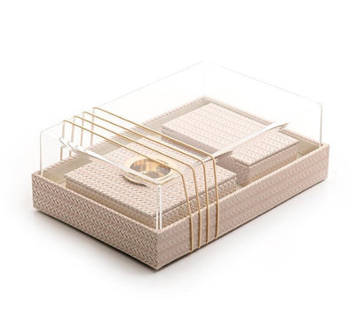 light pink Leather Mabkhar Set With Acrylic Cover
