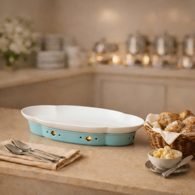 White Oval ceramic stand with separate base