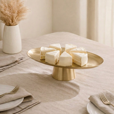 Oval Metal Serveware Stand - Gold